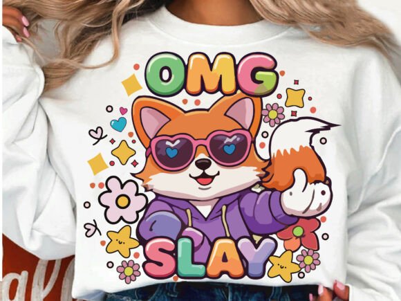 Adorable Fox OMG SLAY Printed T-shirt