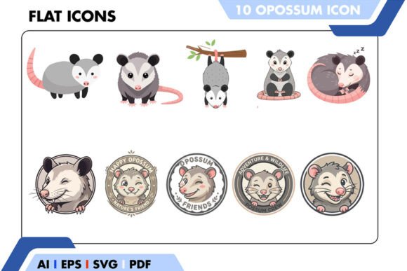 Cute Opossum Mascot Icons Review