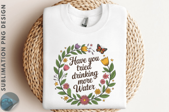 Floral Drink More Water Quote PNG Design