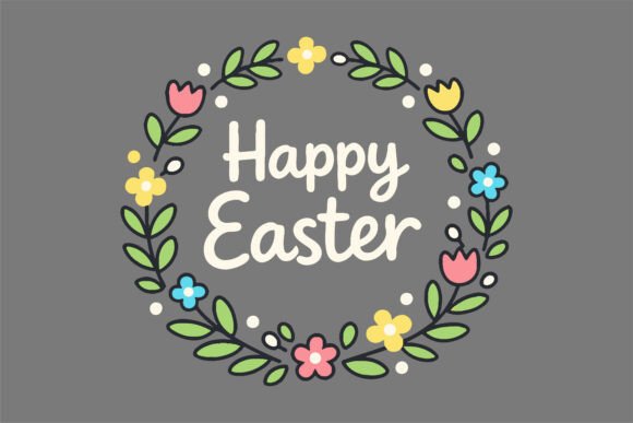 Happy Easter Floral Wreath Vector Review