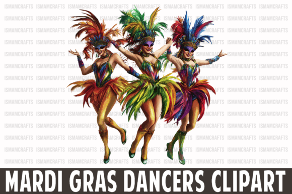 Mardi Gras Dancers Clipart PNG for Real Embroidery