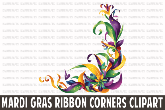 Mardi Gras Ribbon Corners Clipart PNG Review