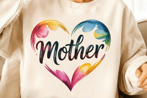 Watercolor Mothers Day Mama Mom Heart